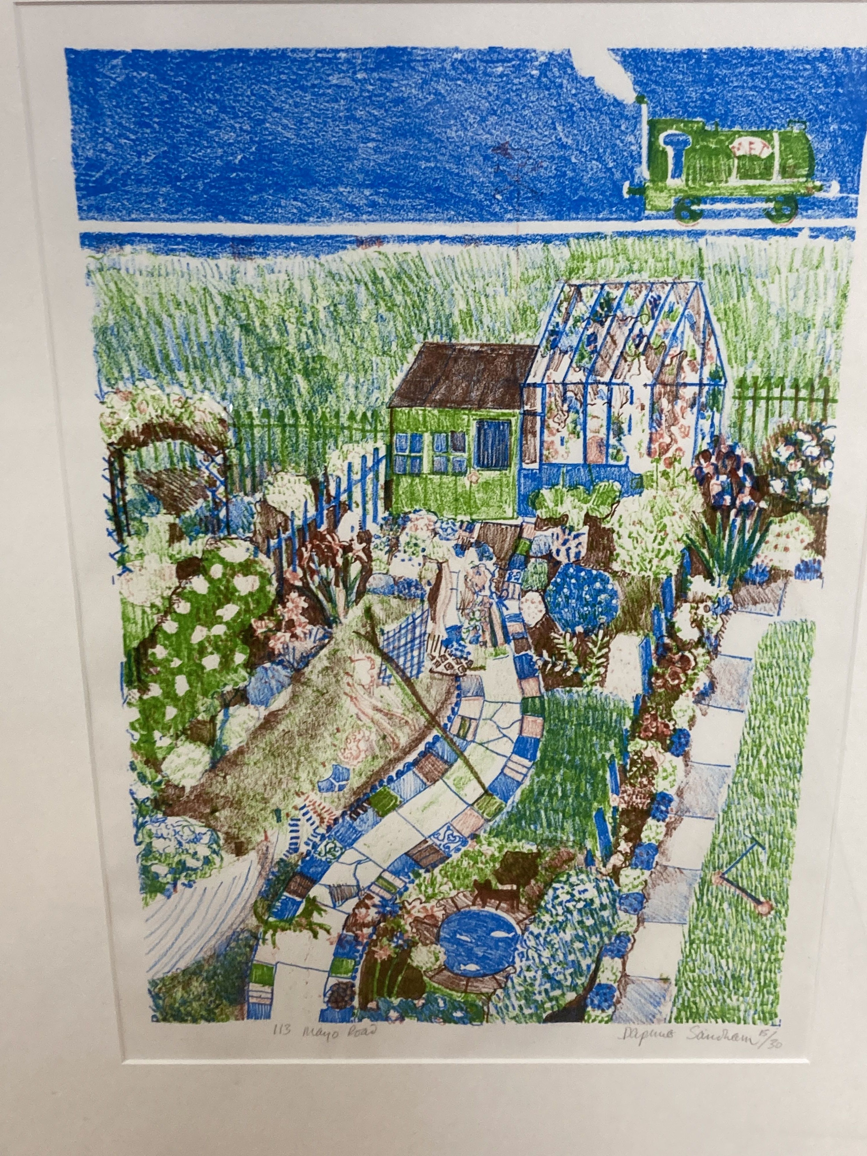 Olwen Jones (1945-), watercolour, Architectural study - Interior Whitefriars, signed, 54 x 71cm and a Daphne Sandham, limited edition p